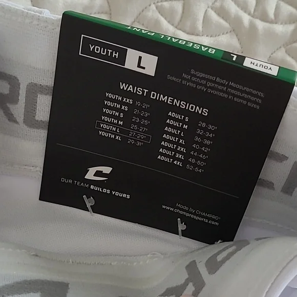 Champro Youth Baseball Pants White - Picture 3 of 5